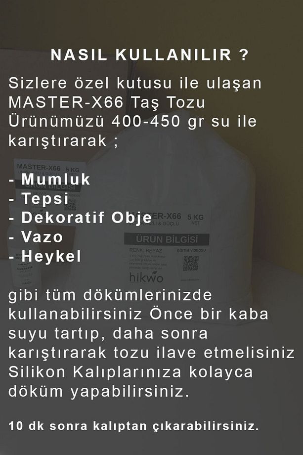 Master-x66 Ultra Güçlü Ve Hızlı Donan Mumluk Döküm Harcı - Taş Tozu - Hobi Harcı 10 Kg - 3