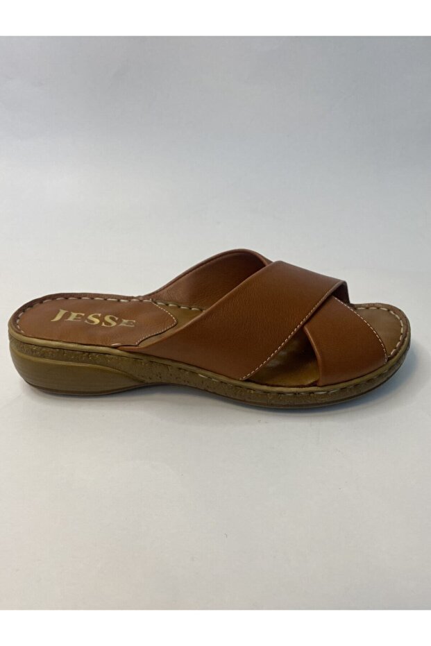 Genuine Leather Massage Sole Brown Women's Slippers J515