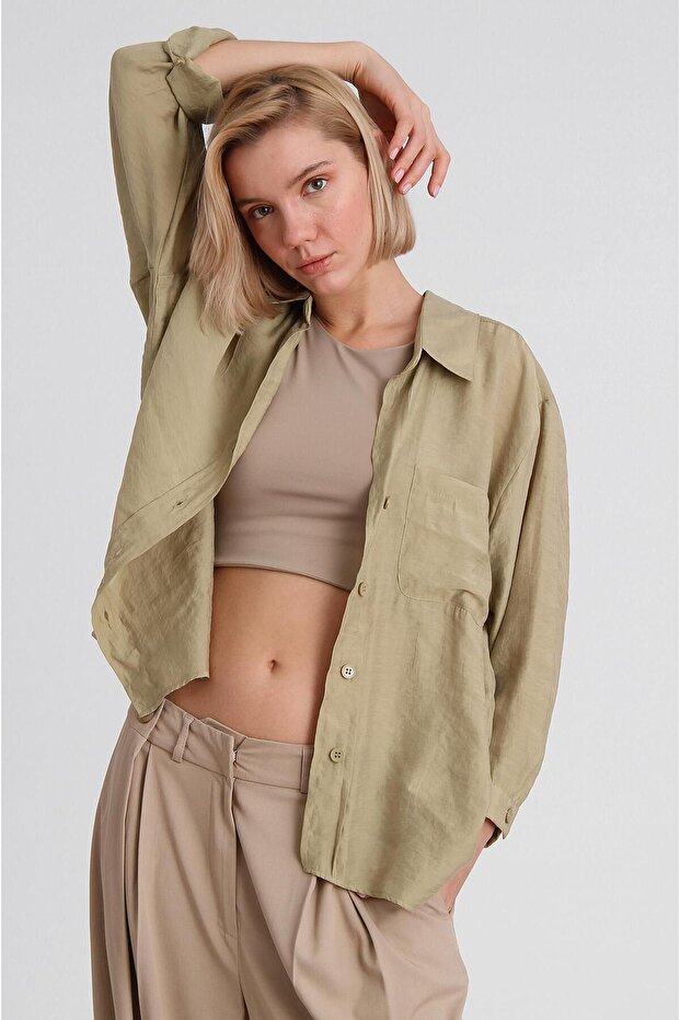 Düşük Omuz Oversize Gömlek - 2