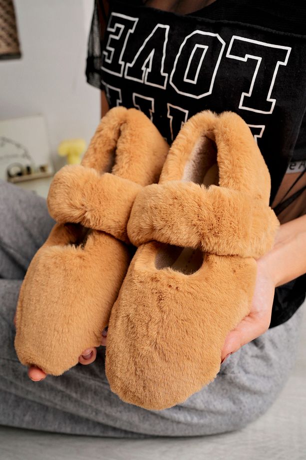 Ultra Yumuşak Peluş Kadın Ev Babeti Ses Yapmaz Hafif Taban Panduf - 1