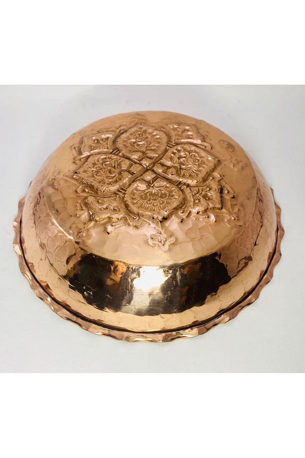 Desenli El Işlemeli Bakır Tabak, Meyve Tabağı, Pasta Tabağı,sunum Tabağı , Bakır Tepsi15*15*3cm - 2
