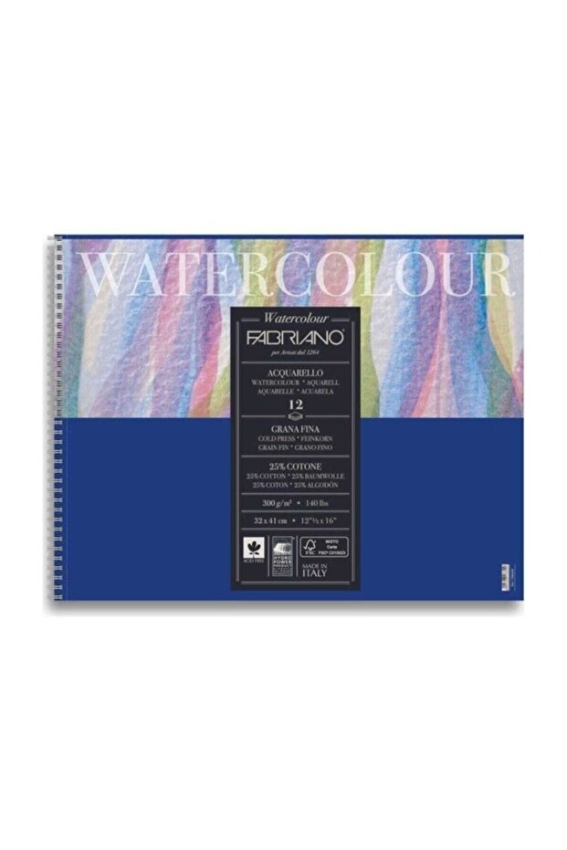 Watercolor Cold Press Spiral Watercolor Block 32X41Cm 12 Sheets 300Gr