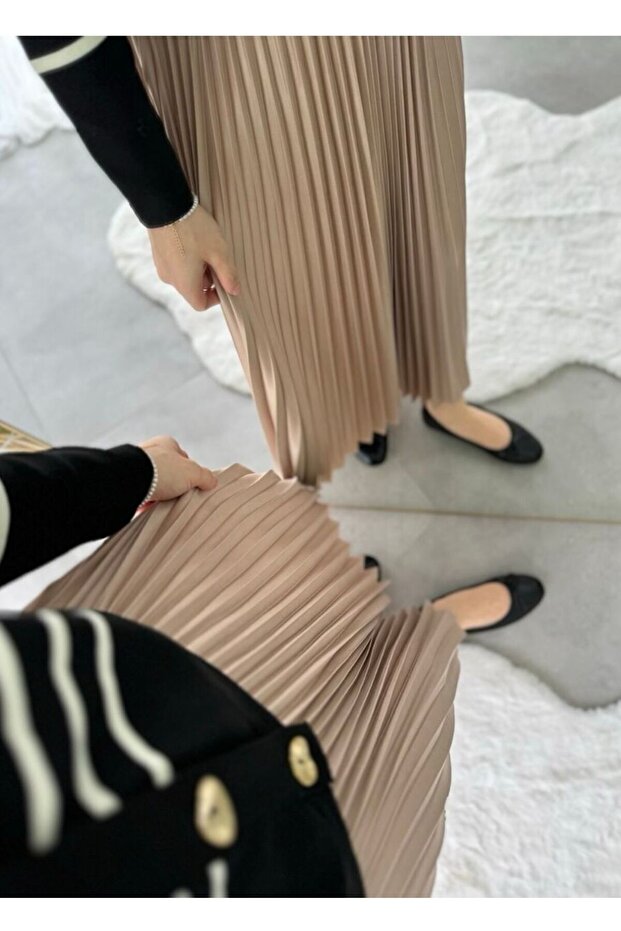 Camel Pliseli Etek - 1