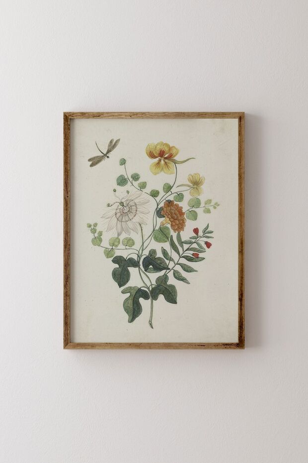 Çiçekler - Ahşap Desenli Çerçeve - 1