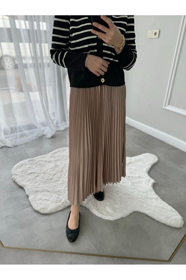 Camel Pliseli Etek - 2