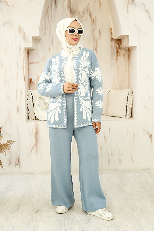 Knitwear Double Set - Authentic Patterned Jacket - 3
