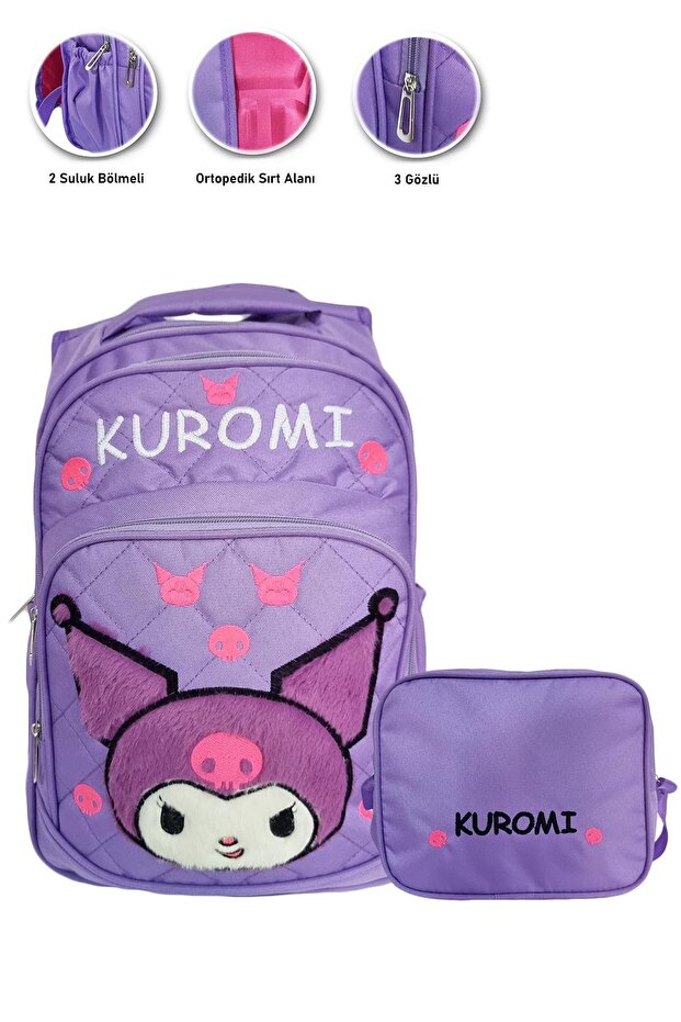 Kuromi Primary School Girl Bag - 3-Compartment Feather and Feeding Function