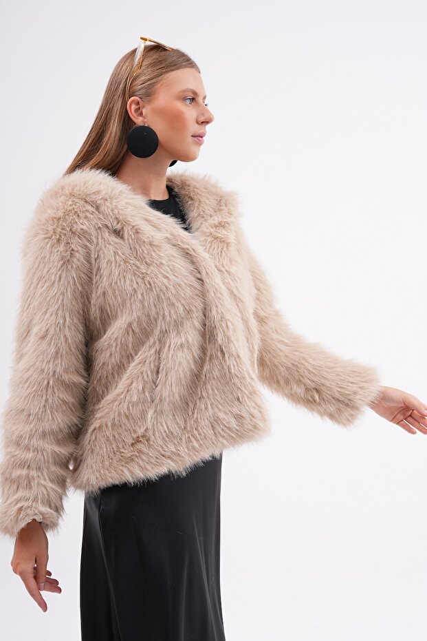 Kapüşonlu Kürk Ceket - 5