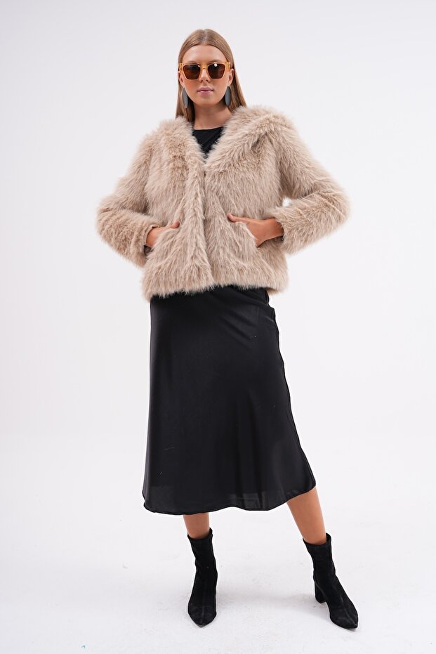 Kapüşonlu Kürk Ceket - 3