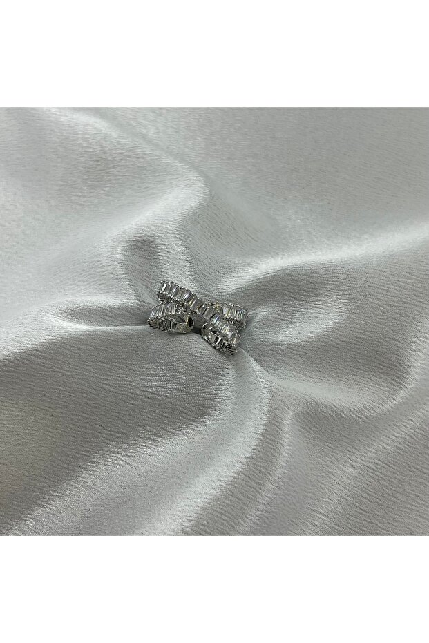 خاتم فولاذي قابل للتعديل - فضي وحجر الزركون - 5