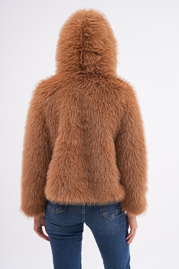 Kapüşonlu Kürk Ceket - 5