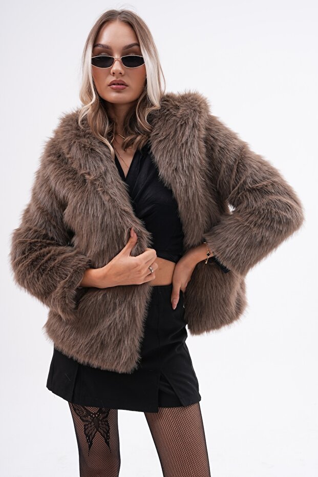 Kapüşonlu Kürk Ceket - 3