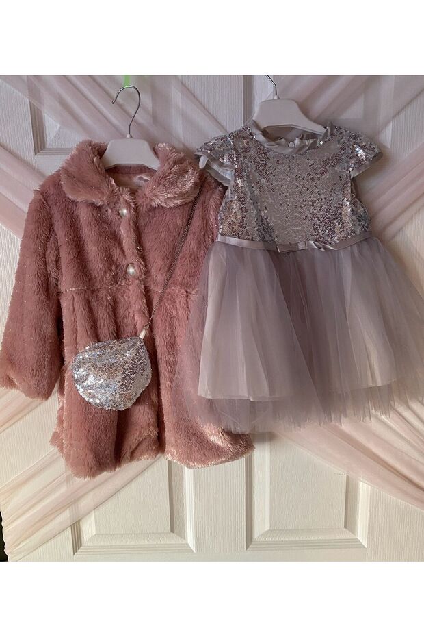 Peluş Mantolu Elbise - 1