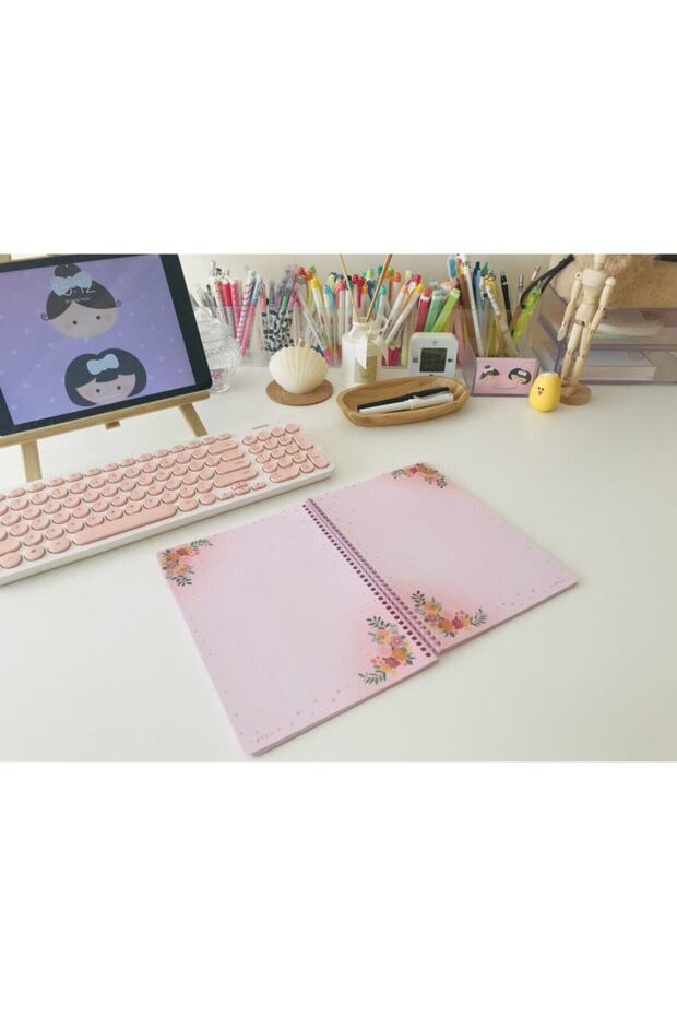Pembe Çiçekli Colorbook - 5