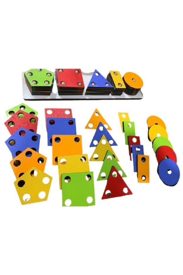 A Wooden Toy Geometric Shape Nesting 5-Piece Rectangular 3mm
