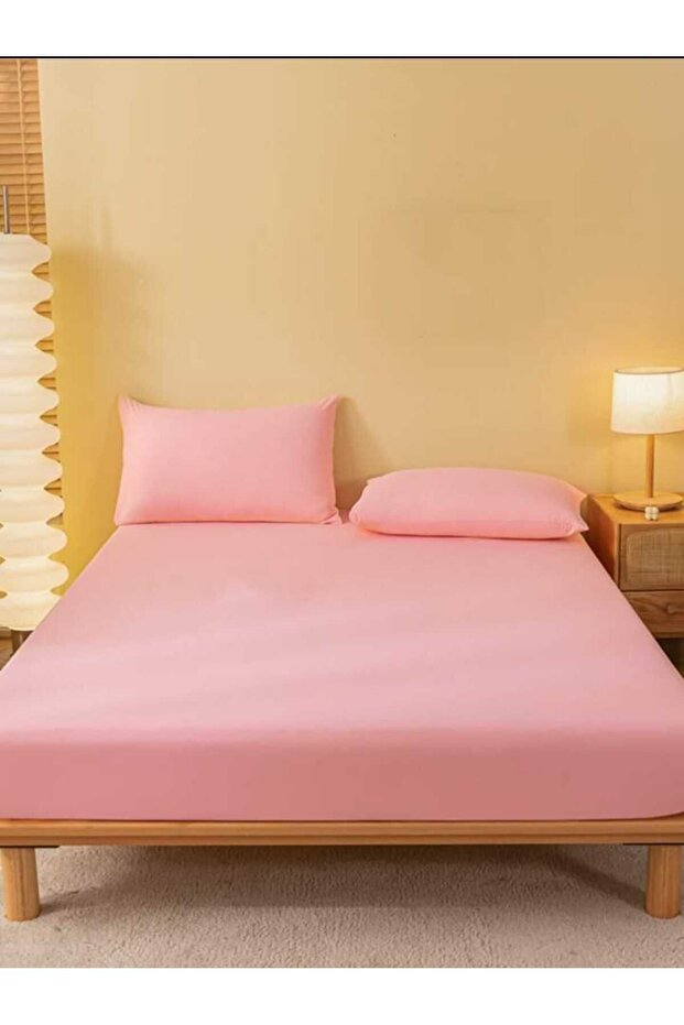 Ranforce Cotton Pink Pillowcase Elastic Sheet Set
