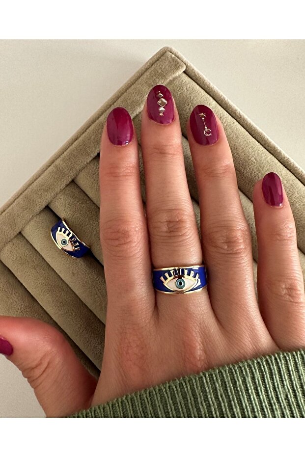 Lacivert Mineli Göz Yüzük - 2