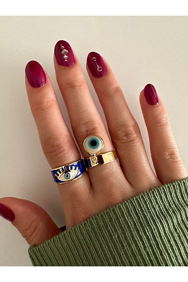 Lacivert Mineli Göz Yüzük - 3