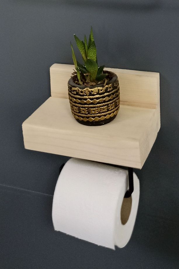 Dekoratif Ahşap Wc Kağıtlık Metal Tuvalet Kağıtlığı Ahşap Tuvalet Kağıdı Askısı Ahşap Banyo Duvarraf - 3
