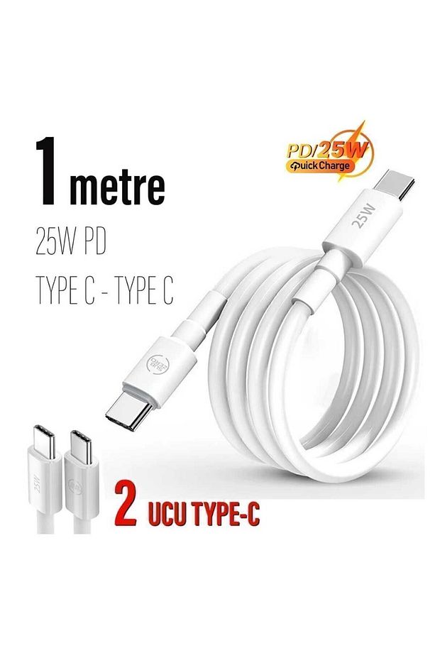 25w Hızlı Type-c Şarj Kablosu Çift Taraflı Type-c To Type-c 25w Pd Şarj Kablo 1metre Hızlı Type-C - 6