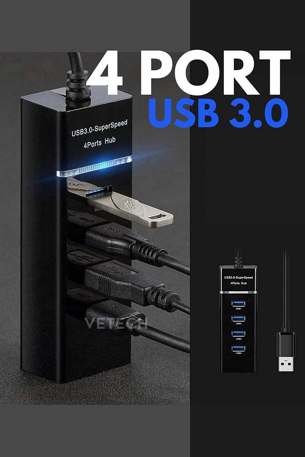 3.0 USB Çoğaltıcı 4 Port Yüksek Hızlı USB HUB Çoklayıcı Laptop / Notebook / PC Uyumlu - 1