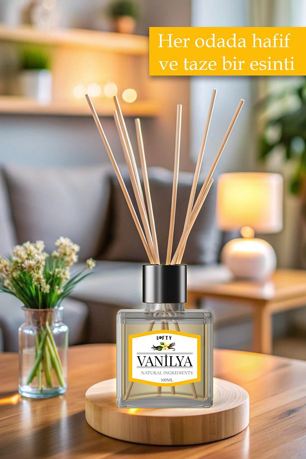 Vanilya Çubuklu Oda Kokusu Uçucu Yağ Reed Diffuser Banyo Tuvalet Yatak Odası Mutfak Ferah Koku 100ml - 3