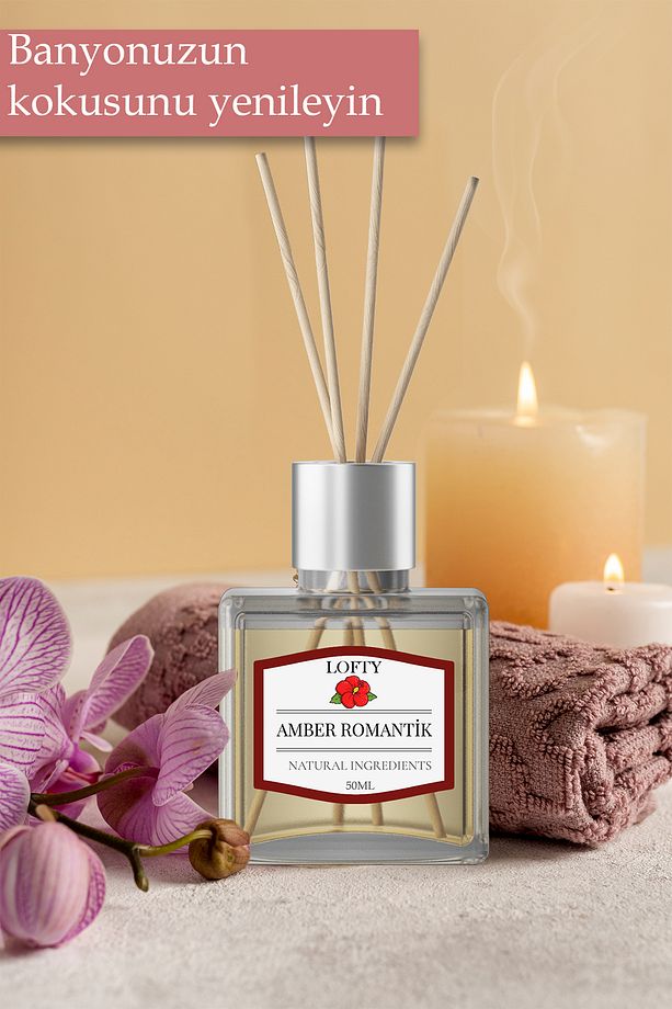 Amber Çubuklu Oda Kokusu Esansiyel Uçucu Yağ Reed Diffuser Banyo Yatak Odası Mutfak Ferah Koku 100ml - 2