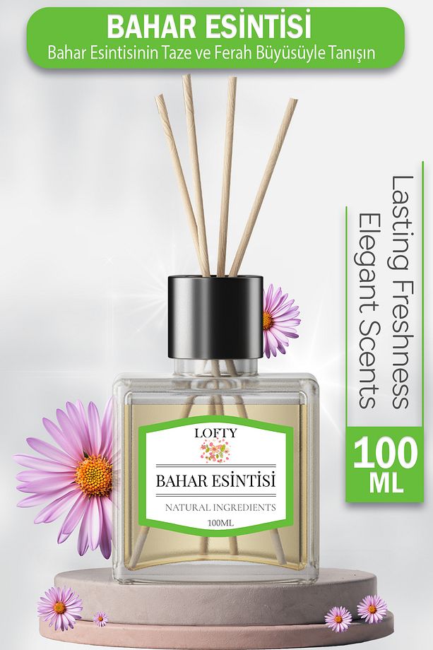 Bahar esintisi Çubuklu Oda Kokusu Uçucu Yağ Reed Diffuser Banyo Yatak Odası Mutfak Ferah Koku 100ml - 1