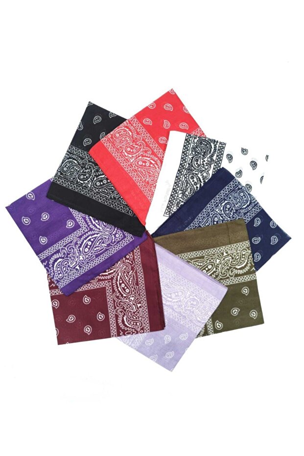 Unisex Ethnic Patterned Cotton Bandana 8 Pieces 8Km