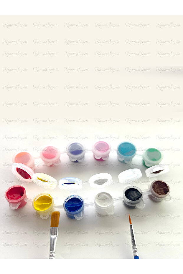 12 Renk 3ml Akrilik Boya ve 2 Adet Fırça Tuval Boyamak için Boya ve fırça seti - 3