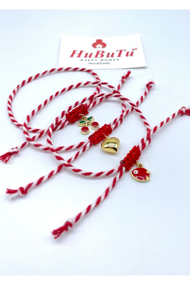 Gift Set of 3 Marteniçka Bracelets for Wishes, Luck, Love, Couples, and Lovers