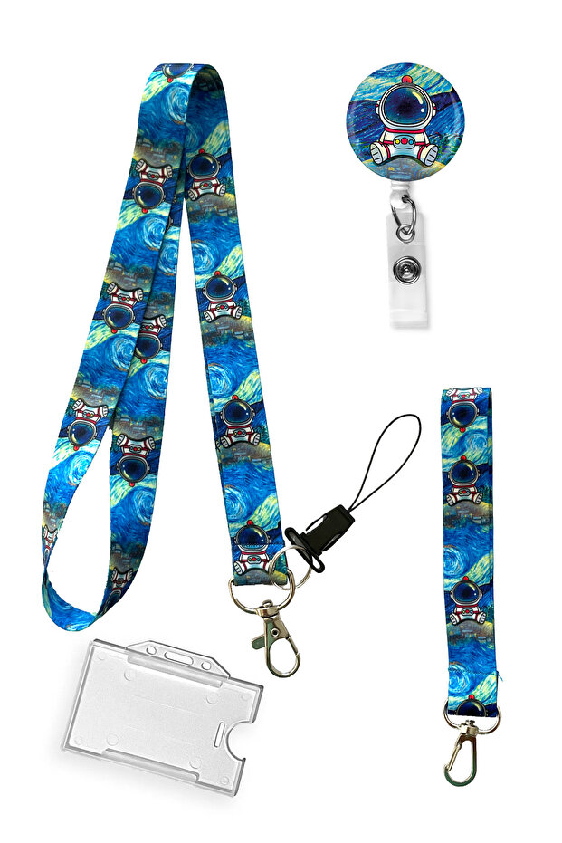 Starry Astronaut Set of 4 Neck Rope Keychain Yoyo Collar Card Holder