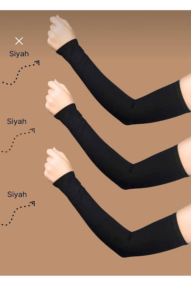 elif nisa 3 Çift Siyah Çok Amaçlı Penye Kolluk - 1