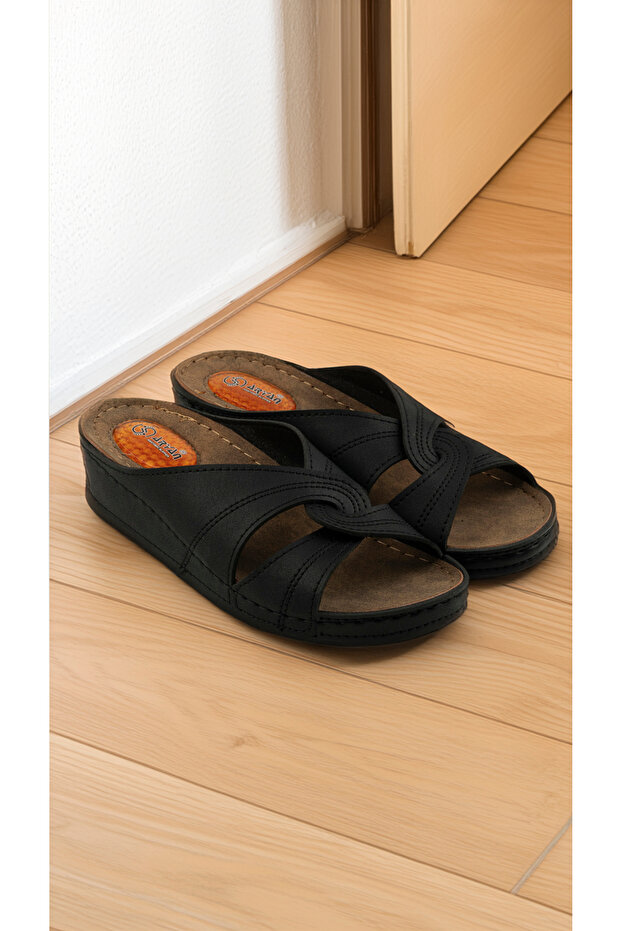 Cross Striped Orthopedic Thick Sole Heel Spur Gel Comfortable Indoor Slippers-Mila
