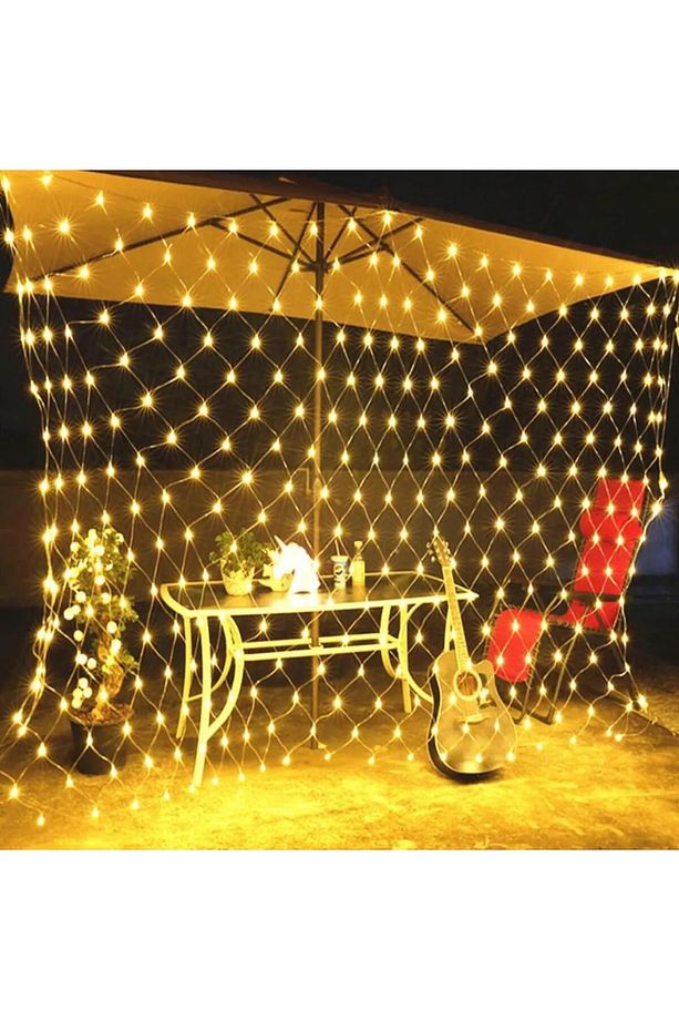 3x3 Metre Günışığı File Ağ Perde LED Işık Fişli Eklenebilir Yılbaşı Dış Mekan ve Bahçe Aydınlatma - 7
