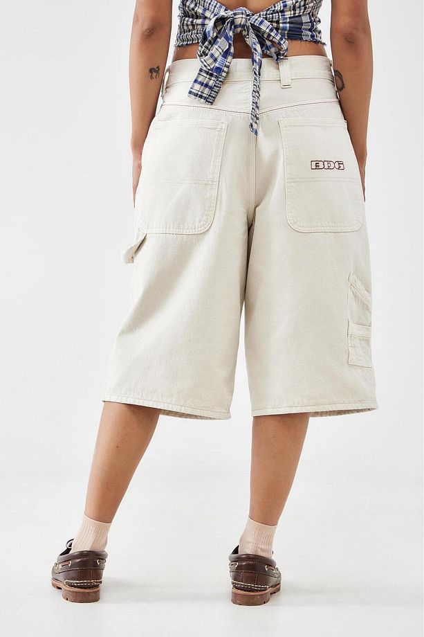 Kirli Ekru Kargo Denim Uzun Şort - 3