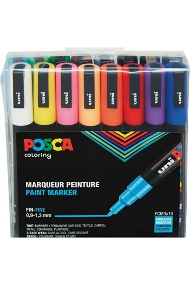مجموعة أقلام تلوين للرسم على الملصقات POSCA PC-3M/16C 0.9-1.3 16 قطعة