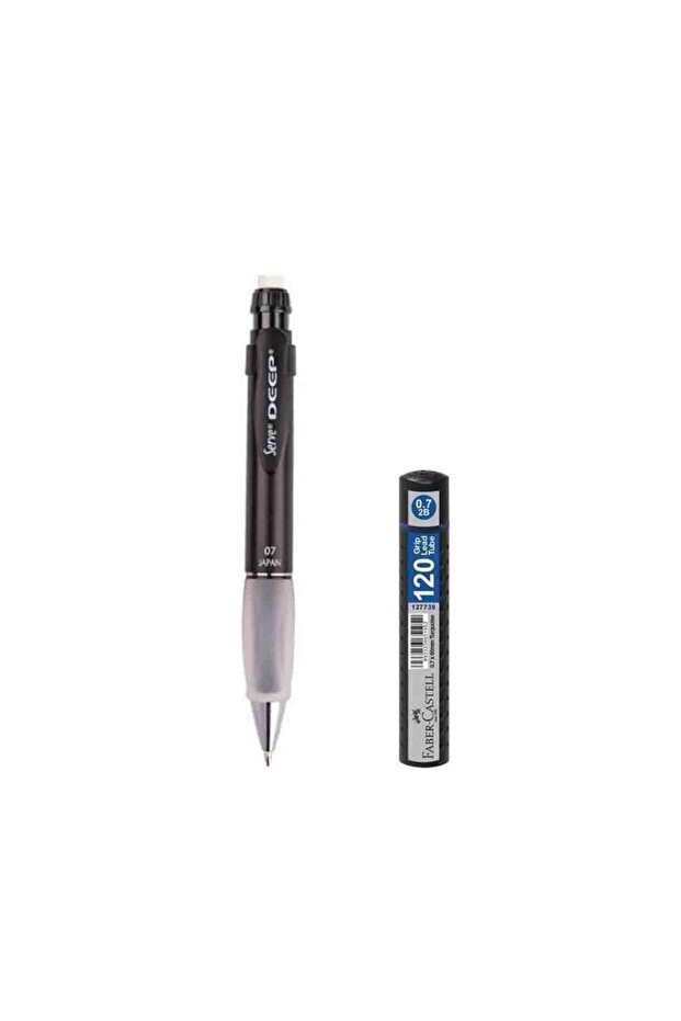 Black Deep Mechanical Tip Pen 0.7mm + Faber-castell 120 Min Tip Black Box