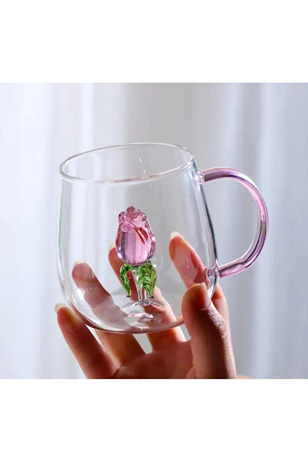 Set of 2 Luxury Rose Detailed Coffee & Tea Cup 350 ml