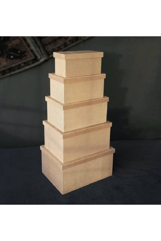 صندوق قبعة مستطيل - مقاس Bes، MDF خام، غير مطلي - 1