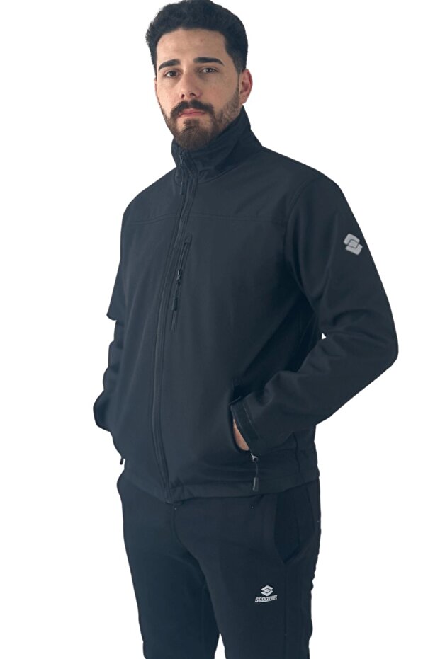 Yakalı Softshell Mont Siyah Erkek M1805ts - 1