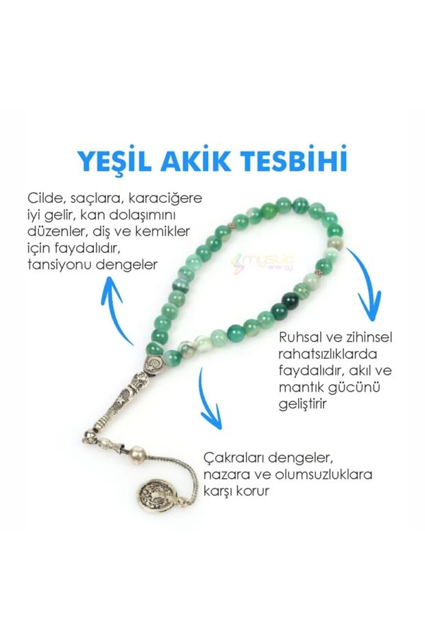 Certified Green Agate Natural Stone Men's Rosary | Gift Natural Stone