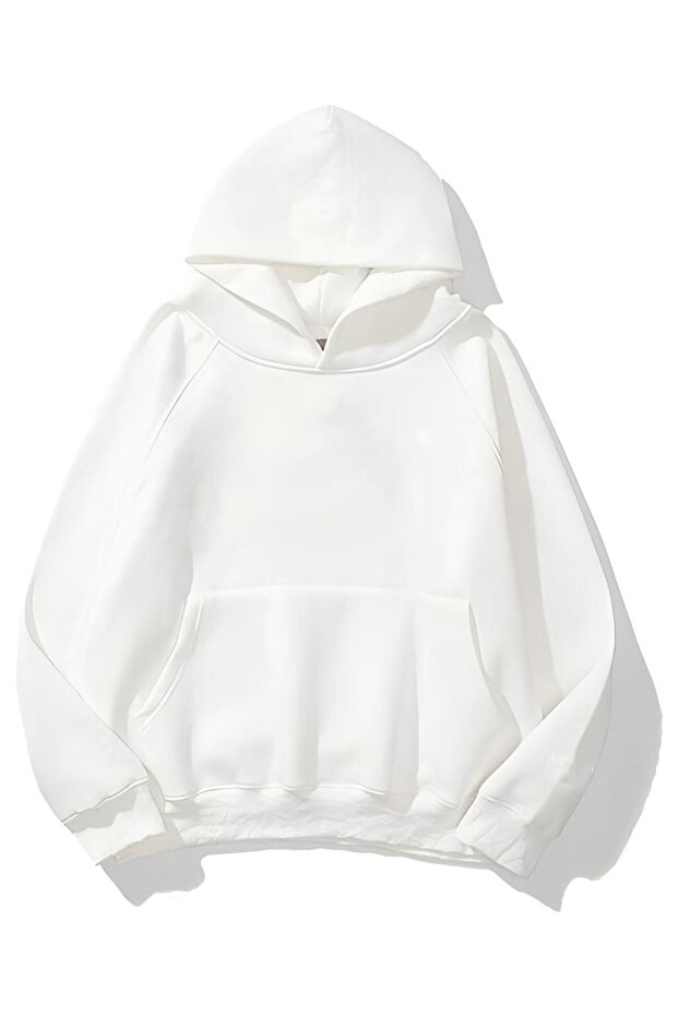 Unisex White Basic Sweatshirt Hoodie