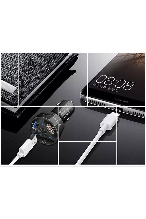 Araç Çakmaklık Şarjı - Type C Şarj Aleti - Usb Şarj - 55w Araba Çakmak Soket Şarj - Çakmak Şarj - 7