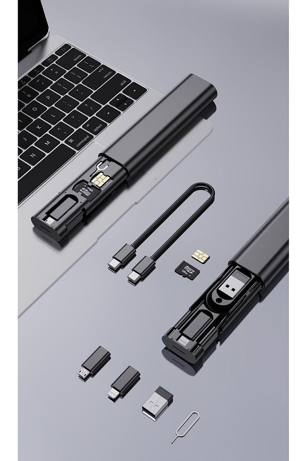 Seyahat Kiti, 7 In 1 Çok Işlevli Type-C, Usb, Micro Lighting Port, Iphone, Android, Pc Çevirici - 1