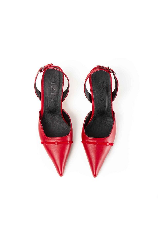 Sivri Burun Topuklu Ayakkabı Kitten Heels (Kırmızı) - 2