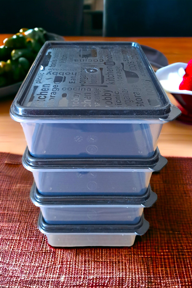 Set of 4 Gray Food Storage Container - Pp 5 Box That Can Enter Microwave, Deep Freezer, 1.7 Lt - 3