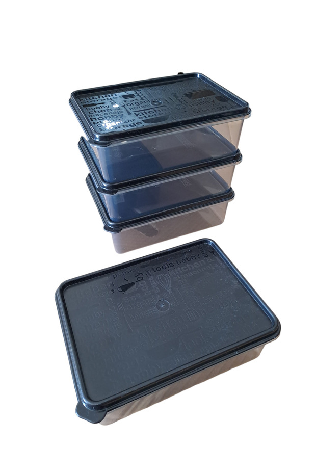 Set of 4 Gray Food Storage Container - Pp 5 Box That Can Enter Microwave, Deep Freezer, 1.7 Lt - 5