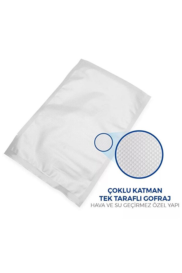 18x23 Tırtıklı 1 Kg Gofrajlı 90 Mikron Ev Tipi Gıda Vakum Poşeti Torbası Bpa Içermez - 3