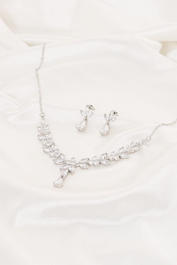 Lily Zirkon Taşlı Takı Seti Kolye Küpe Bileklik Düğün Takı Seti - 8